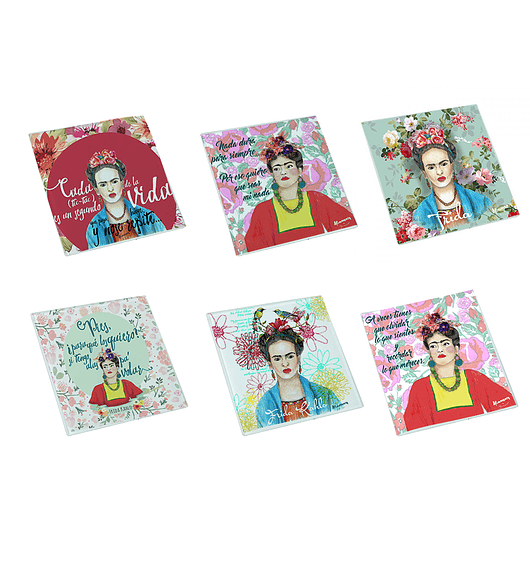 KIT 6 POSAVASOS DE VIDRIO FRIDA KAHLO 