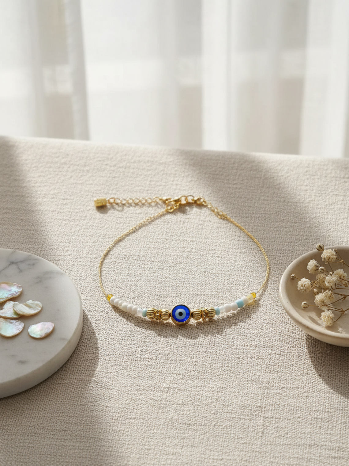 Pulsera De Mostacillas Con Ojo Turco En Vidrio 1