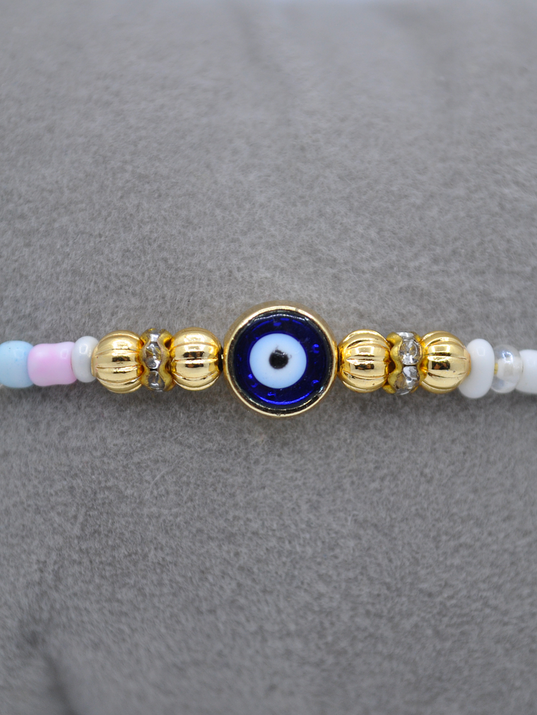 Pulsera De Mostacillas Con Ojo Turco En Vidrio 3