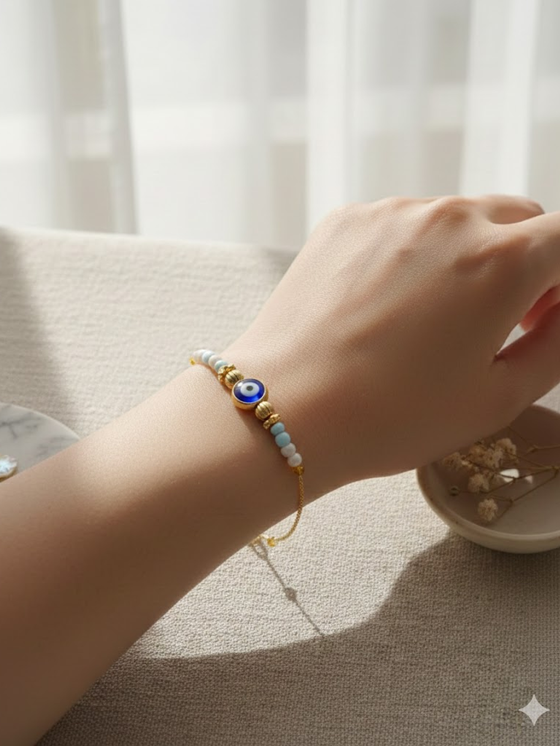 Pulsera De Mostacillas Con Ojo Turco En Vidrio 2