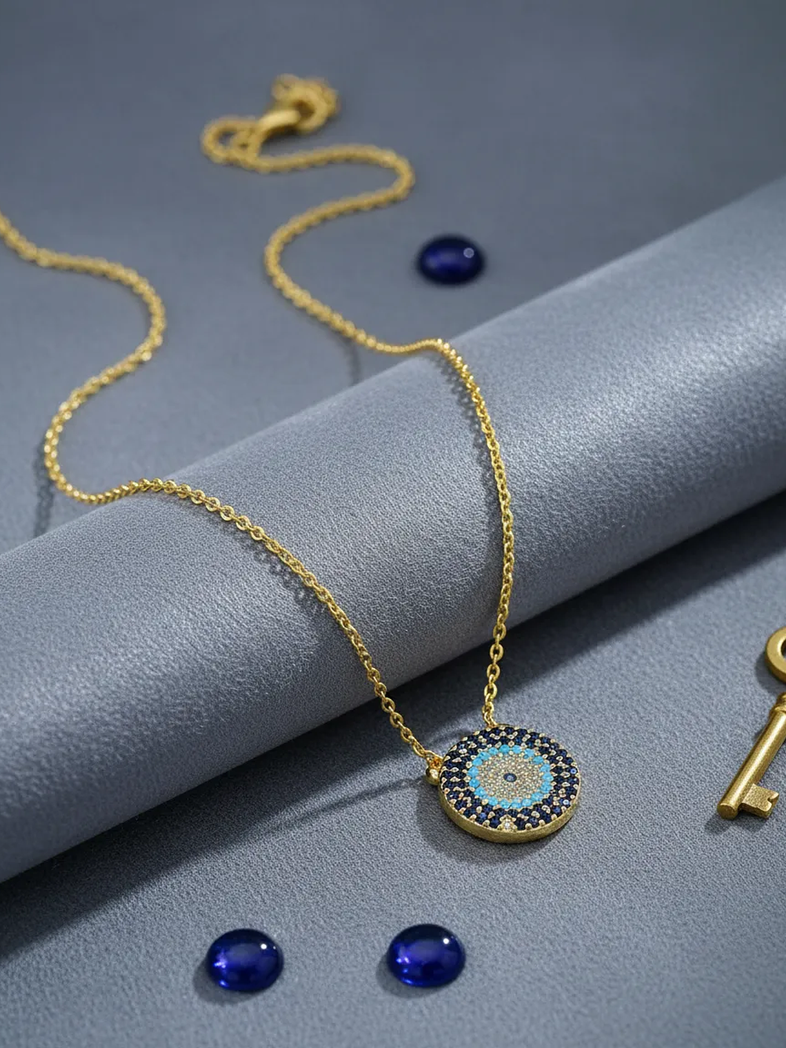 Collar de Acero Con Ojo Turco y Circones 1