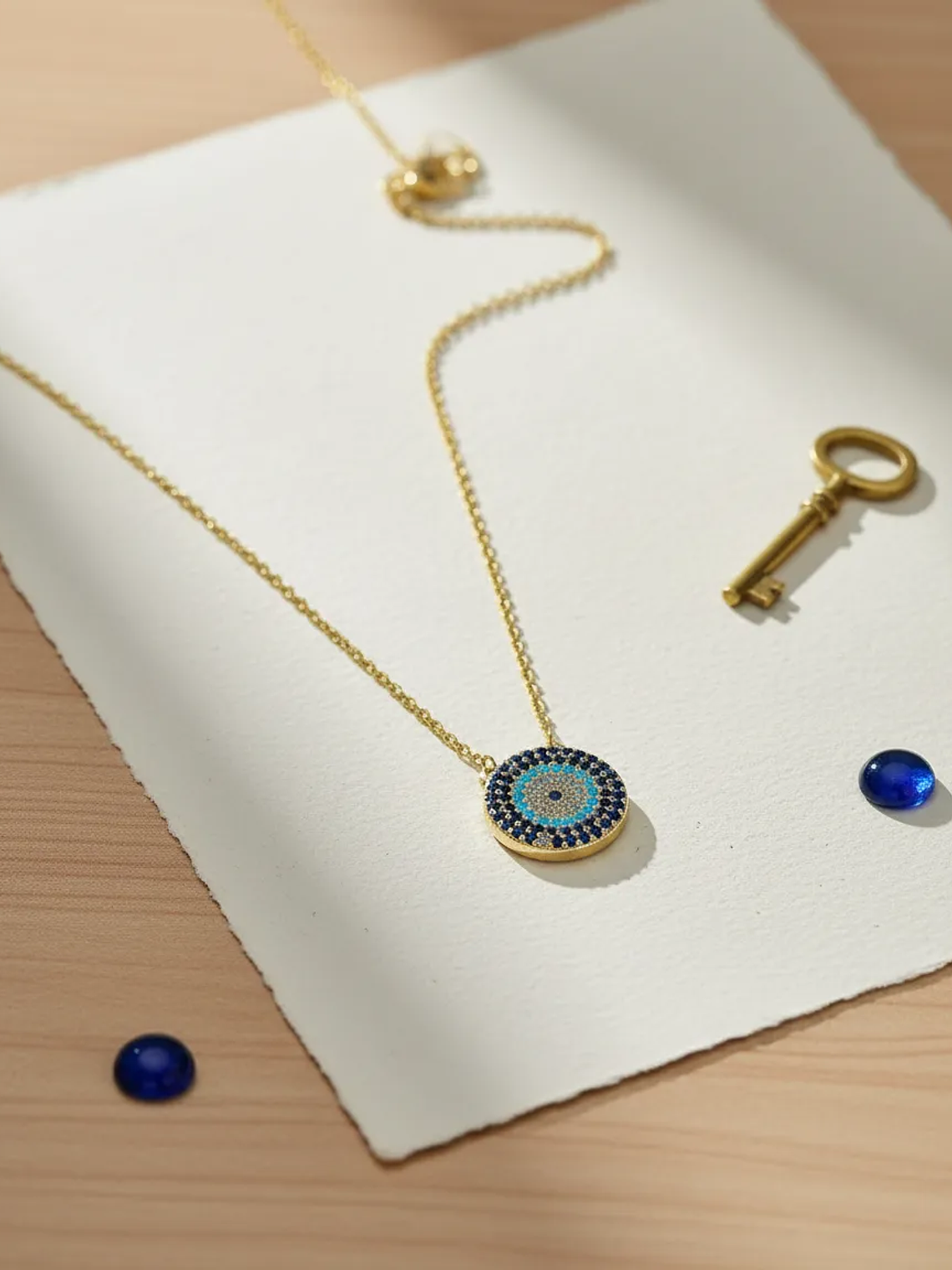 Collar de Acero Con Ojo Turco y Circones 2