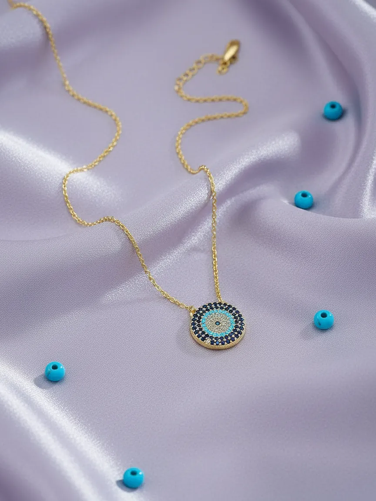 Collar de Acero Con Ojo Turco y Circones 3