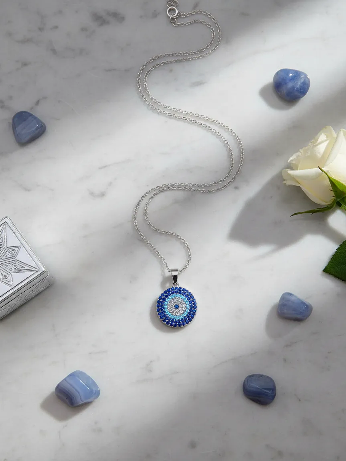 Collar de Acero Con Ojo Turco y Circones 4