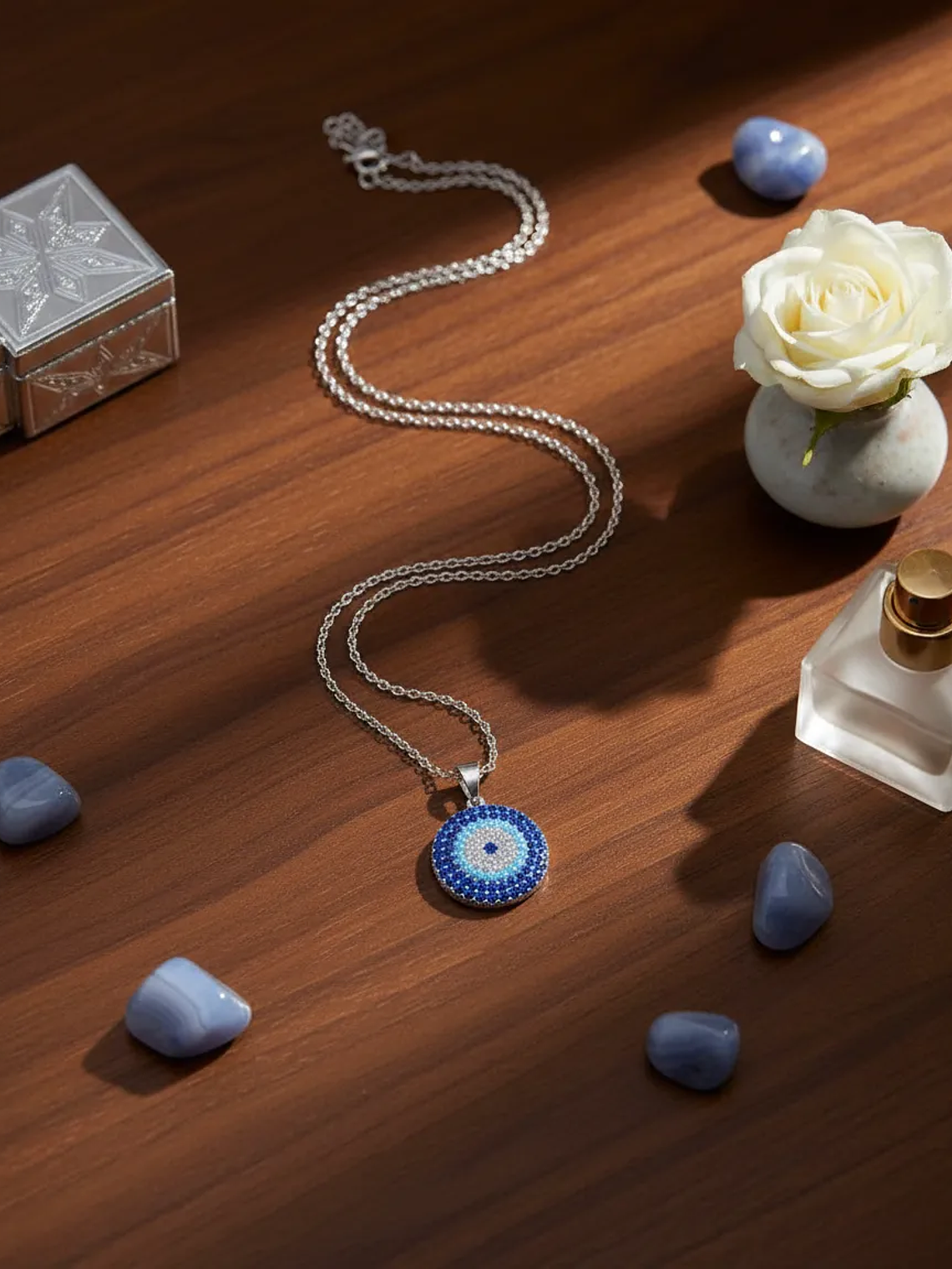 Collar de Acero Con Ojo Turco y Circones 5