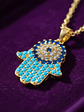 Collar Dije Mano De Fátima Ojo Turco Con Circones - thumbnail 2