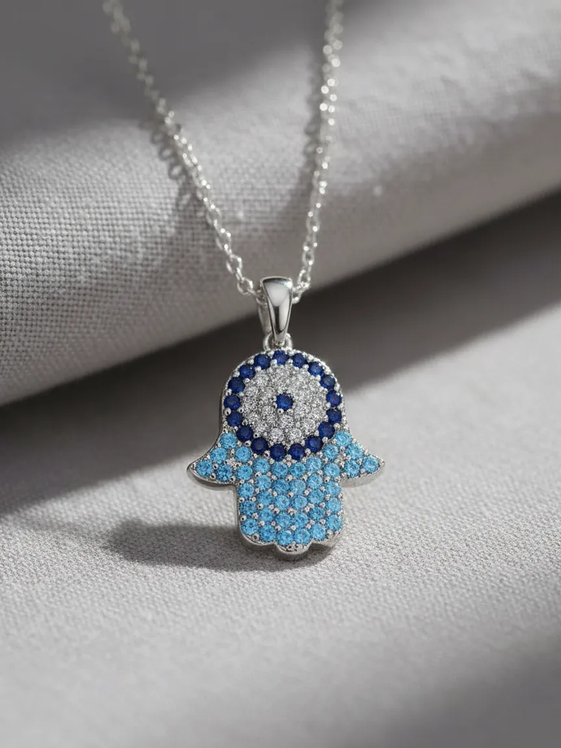 Collar Dije Mano De Fátima Ojo Turco Con Circones 6