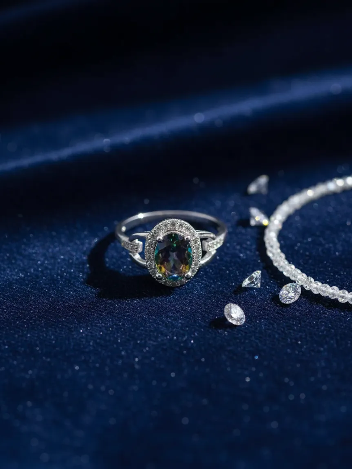 Precioso y Único Anillo Ovalado Con Topacio Místico Plateado 1