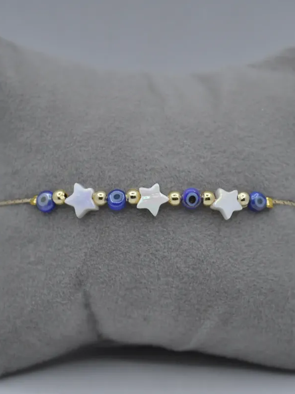 Pulsera Dama Con Varios Ojos Turcos y Estrellas Azul 3