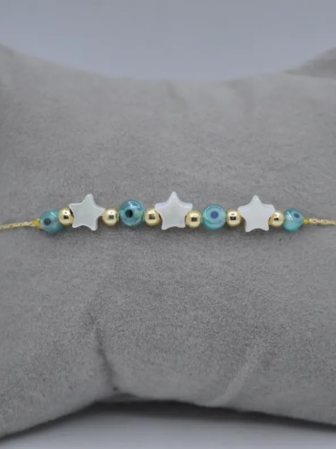 Pulsera Dama Con Varios Ojos Turcos y Estrellas Turquesa 3