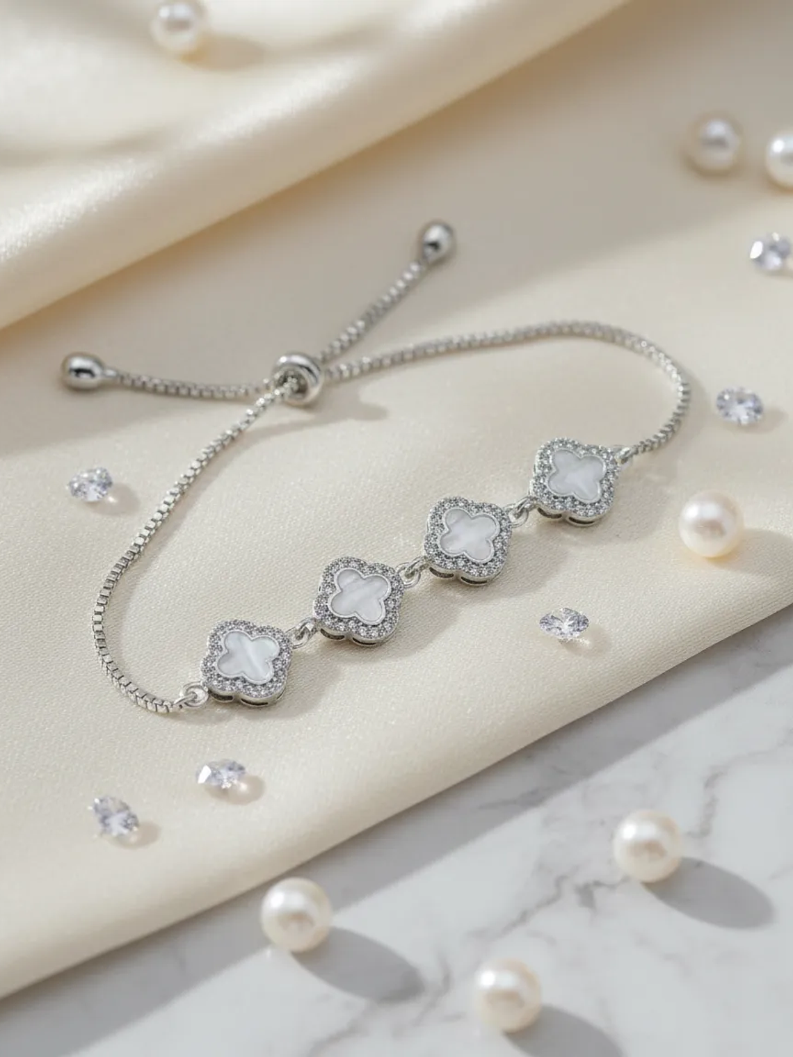 Pulsera Estilo Van Cleef Plateada 1