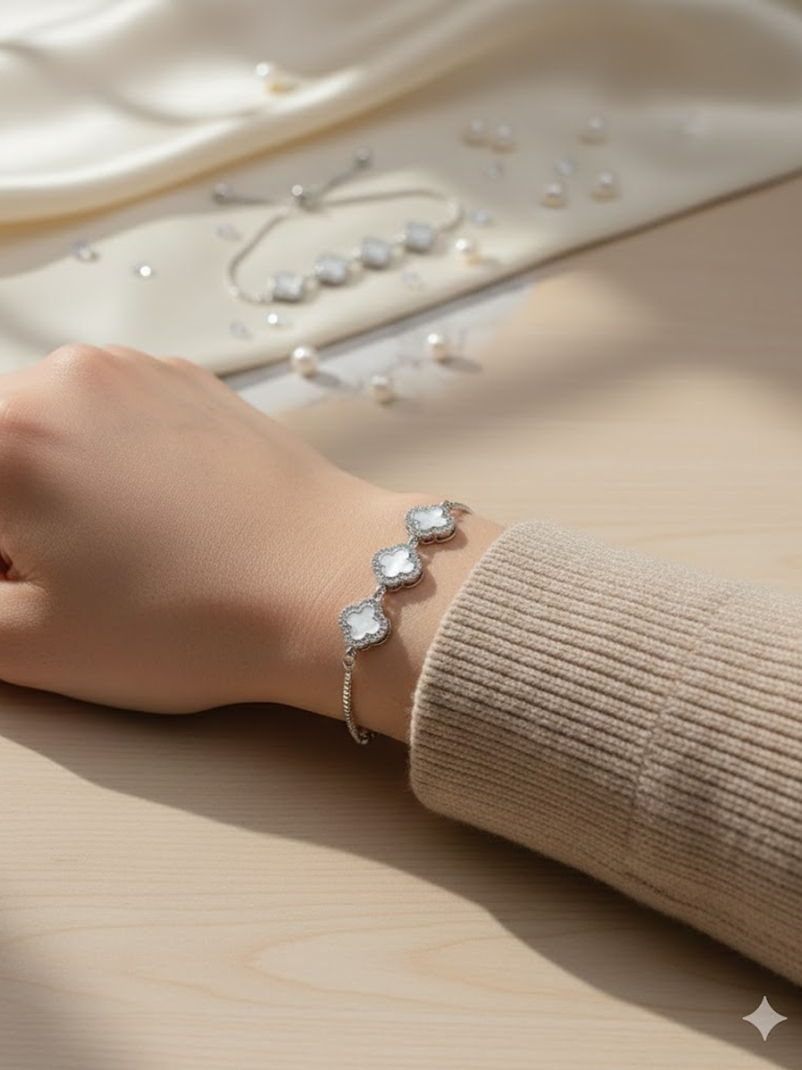 Pulsera Estilo Van Cleef Plateada 2