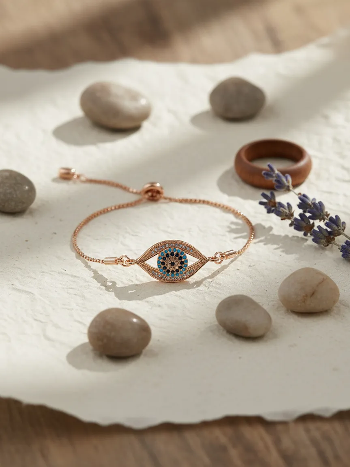 Pulsera Ojo Turco Protección Cristales Coral Claro 1