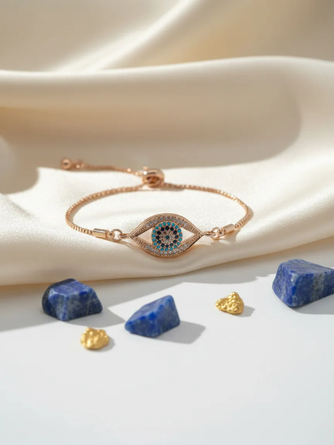 Pulsera Ojo Turco Protección Cristales Coral Claro 4