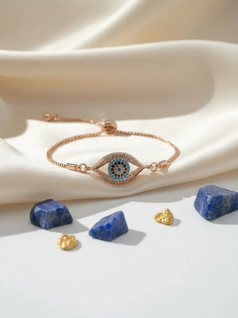 Pulsera Ojo Turco Protección Cristales Coral Claro 4