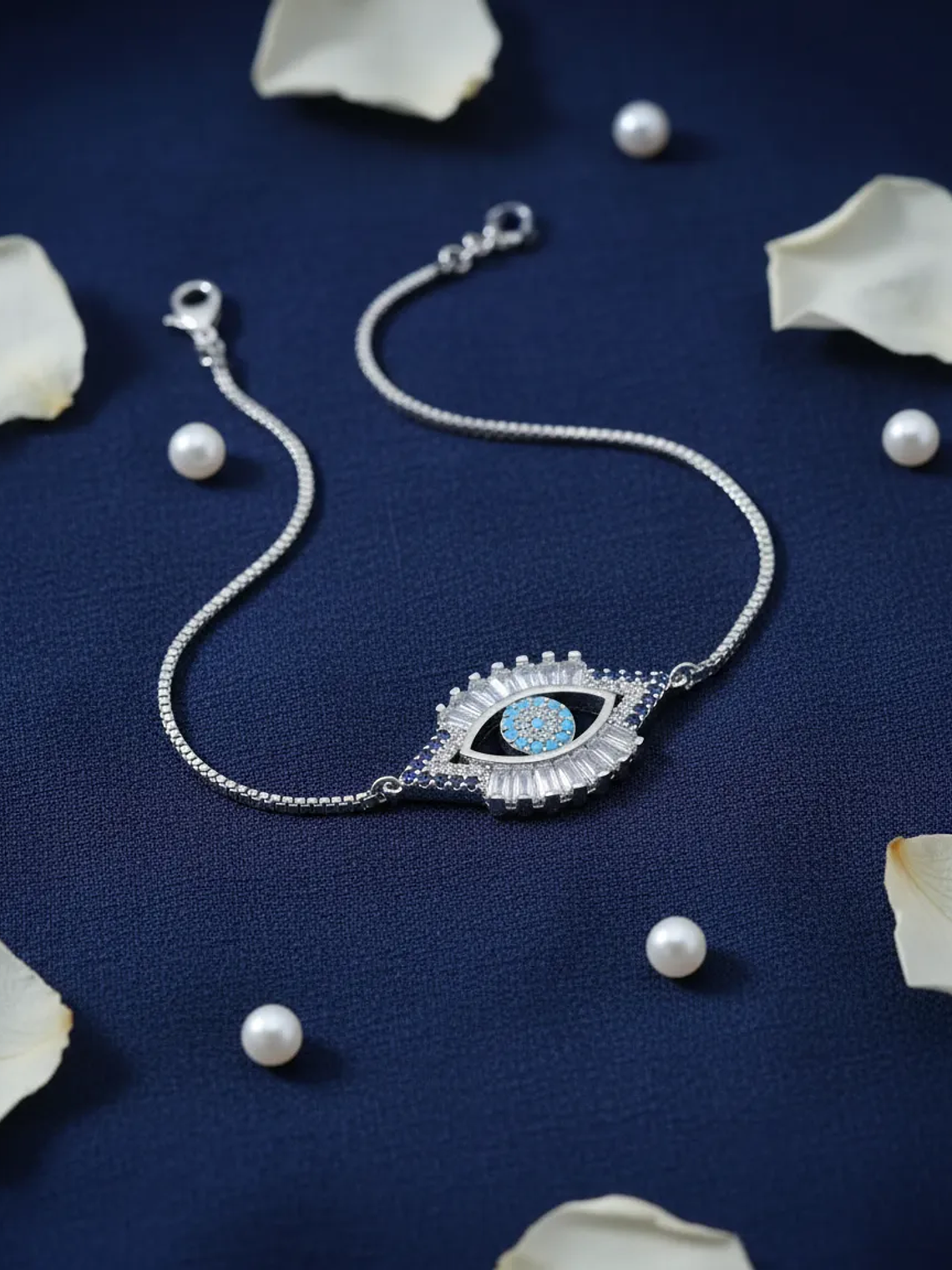 Pulsera Con Ojo Turco Plateada 1