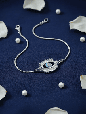 Pulsera Con Ojo Turco Plateada
