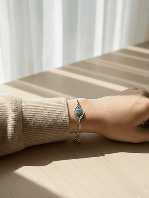 Pulsera Con Ojo Turco Plateada