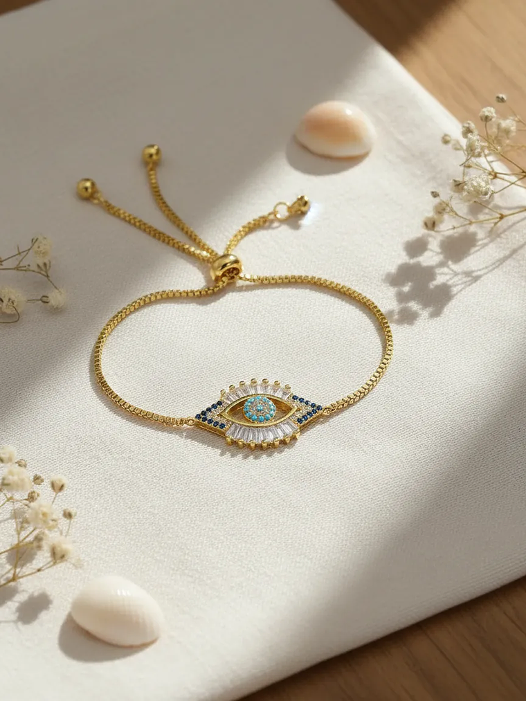 Pulsera Con Ojo Turco Dorada 1