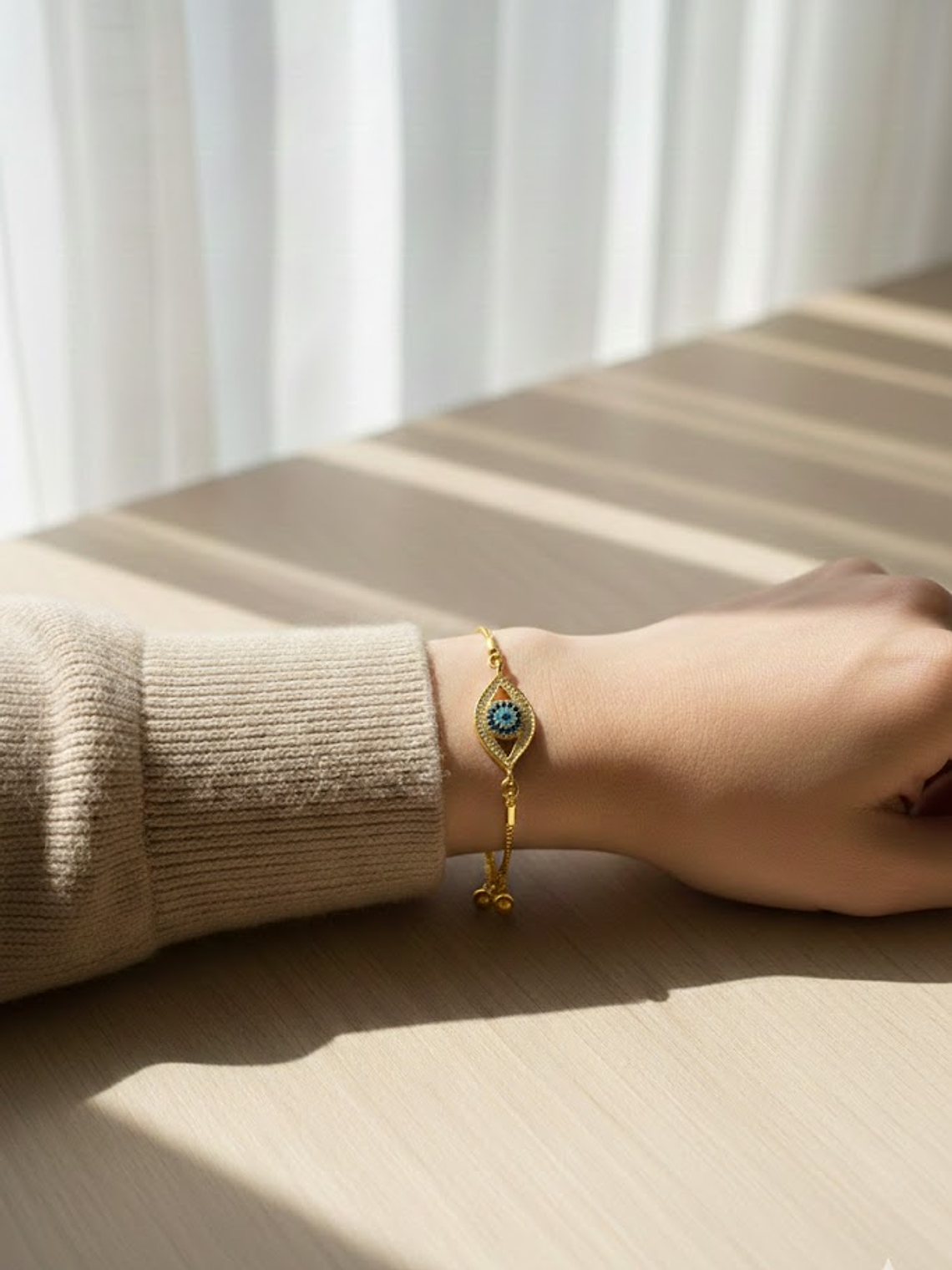 Pulsera Con Ojo Turco Dorada 2