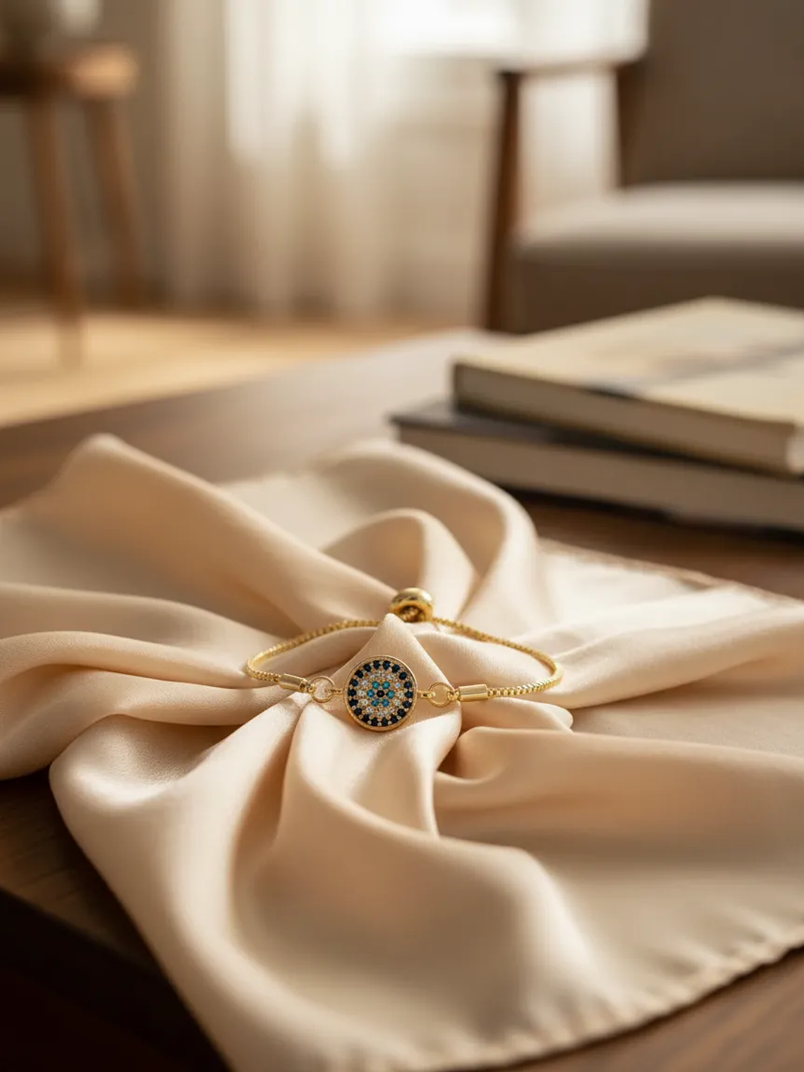 Pulsera Con Circones En Forma De Ojo Turco Dorada 1