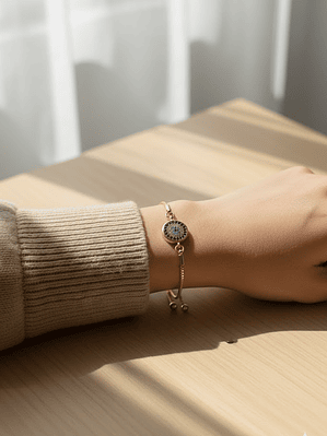 Pulsera Con Circones En Forma De Ojo Turco Dorada