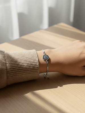 Pulsera Con Circones En Forma De Ojo Turco Plateada