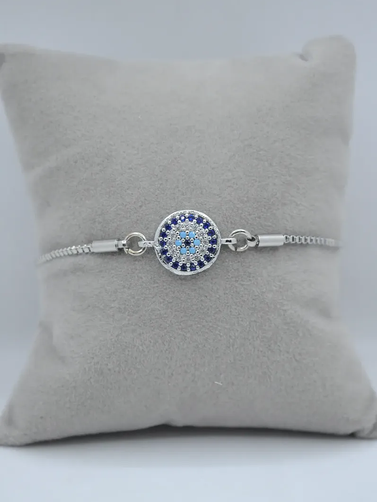 Pulsera Con Circones En Forma De Ojo Turco Plateada 3