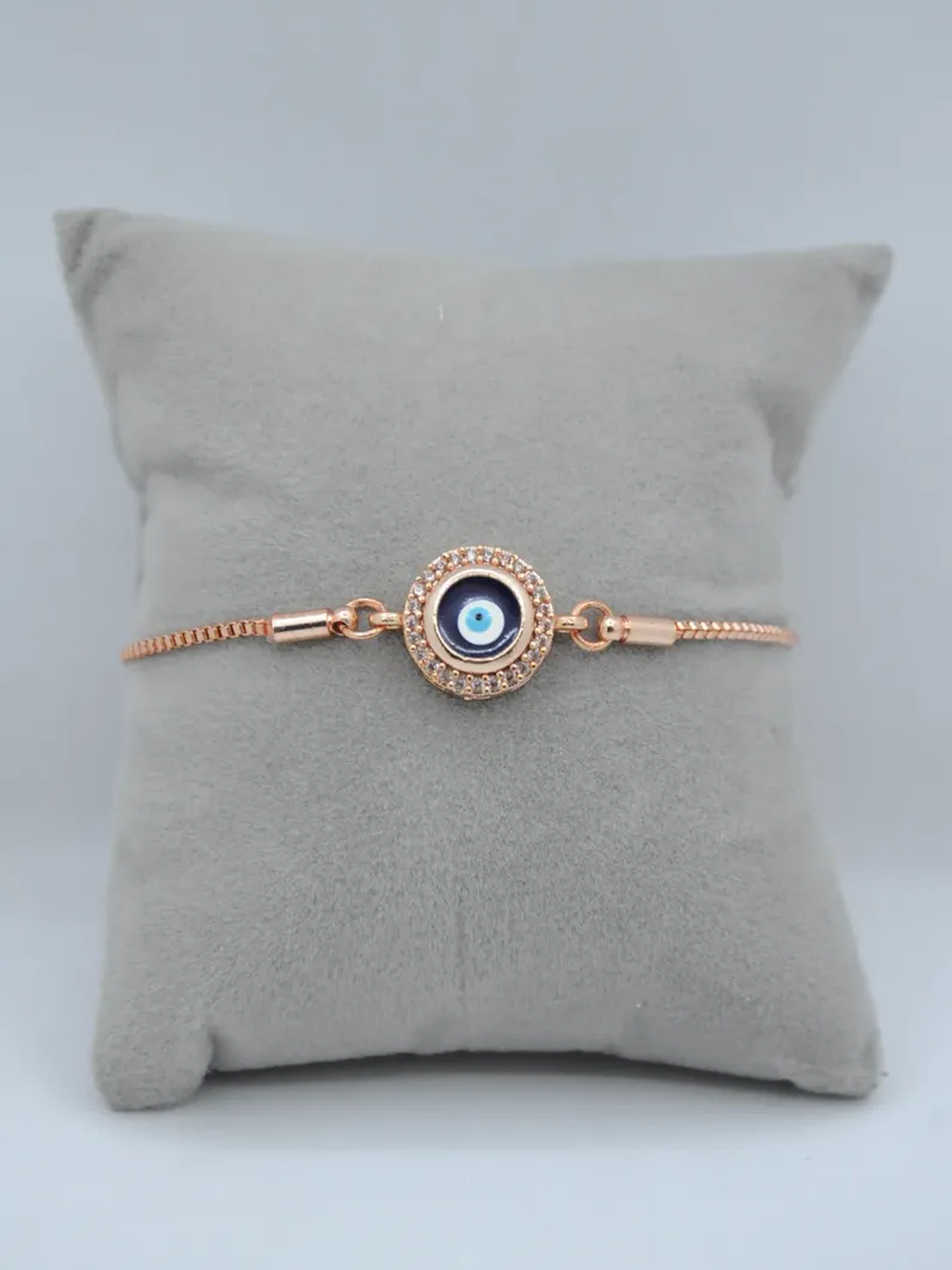 Pulsera En Acero Bañado En Rodio Con Ojo Turco Coral 3