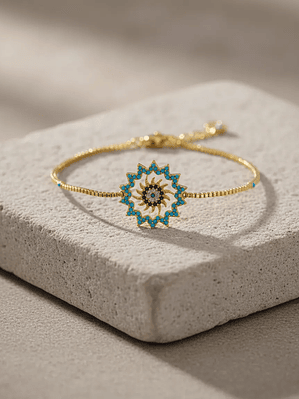Pulsera De Sol Con Diseño De Ojo Turco Dorada