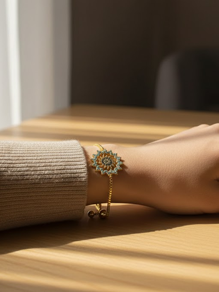 Pulsera De Sol Con Diseño De Ojo Turco Dorada 2