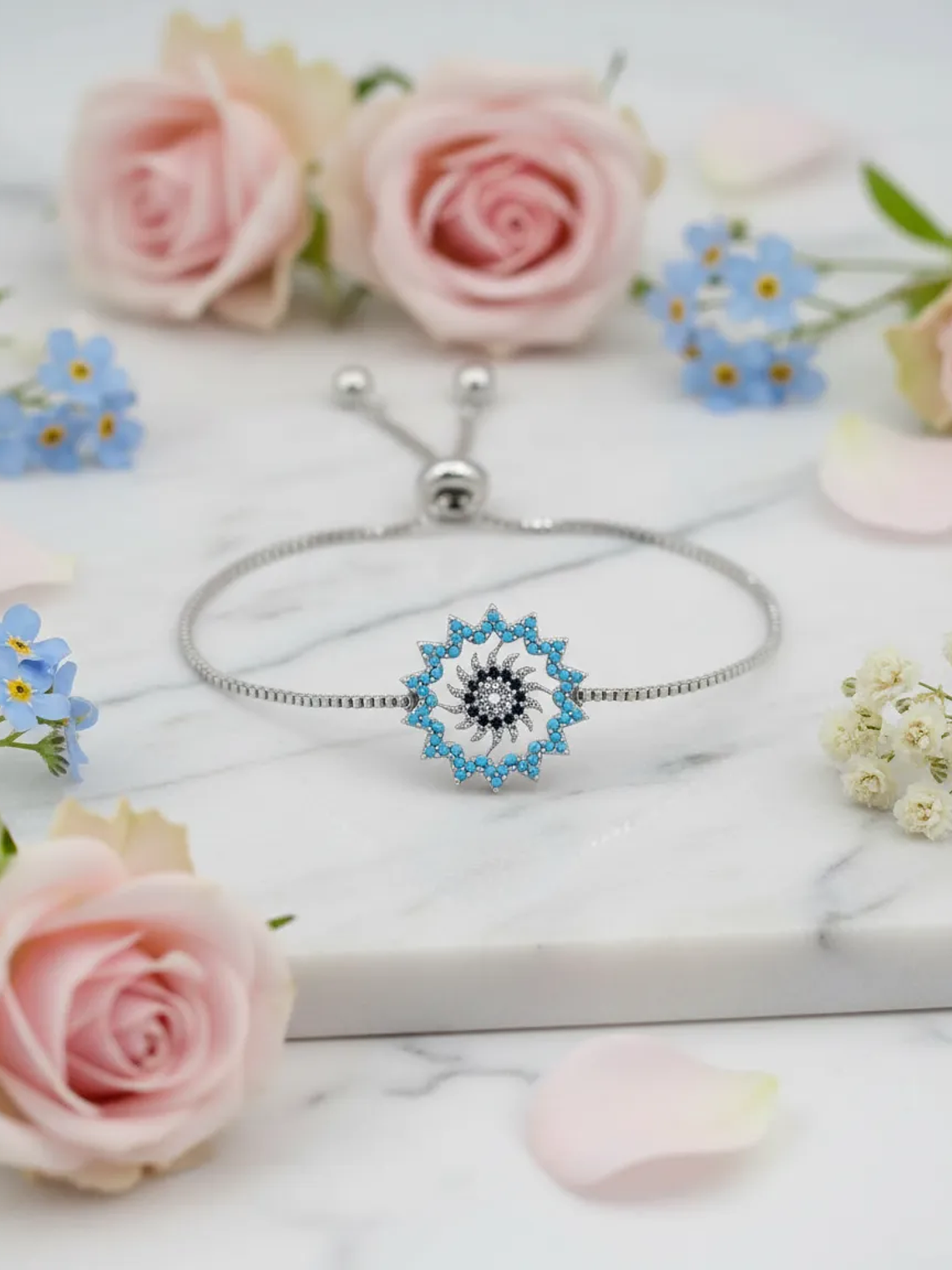 Pulsera De Sol Con Diseño De Ojo Turco Plateada 1