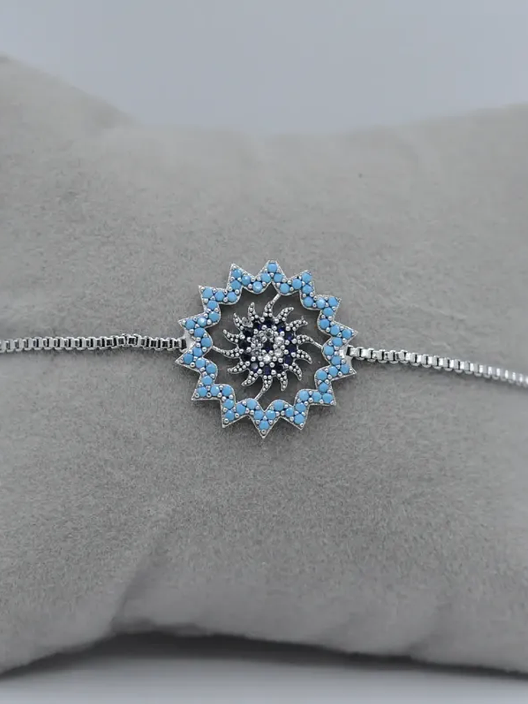 Pulsera De Sol Con Diseño De Ojo Turco Plateada 3