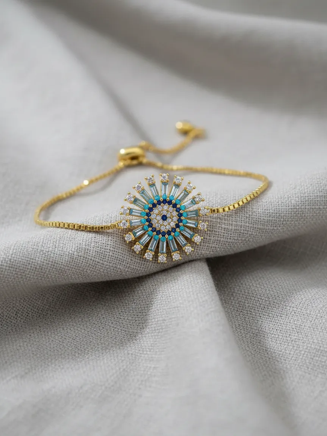 Pulsera De Sol Con Diseño De Ojo Turco Dorada 1