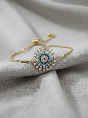 Pulsera De Sol Con Diseño De Ojo Turco Dorada