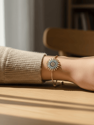 Pulsera De Sol Con Diseño De Ojo Turco Dorada