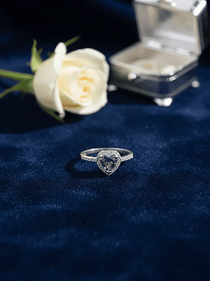 Anillo Con Topacio Místico En Forma De Corazón Plata 925 Plateado