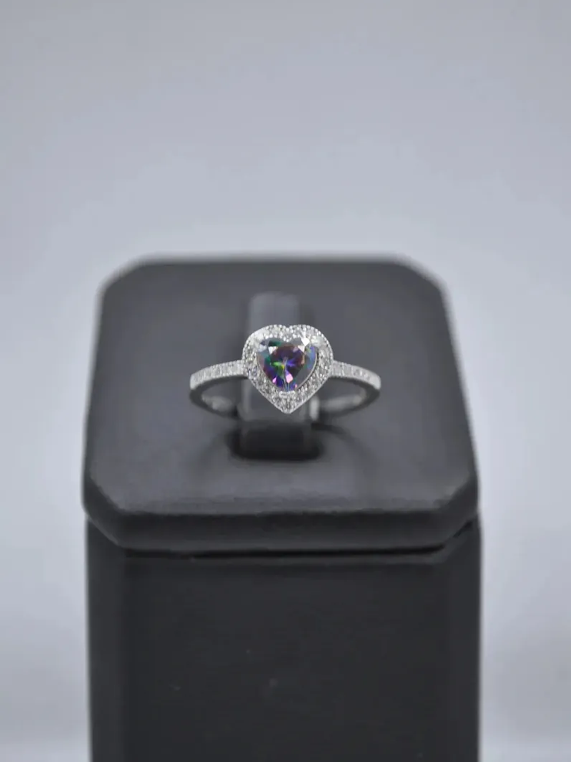 Anillo Con Topacio Místico En Forma De Corazón Plata 925 Plateado 2