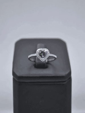 Anillo Con Topacio Místico En Forma De Corazón Plata 925 Plateado
