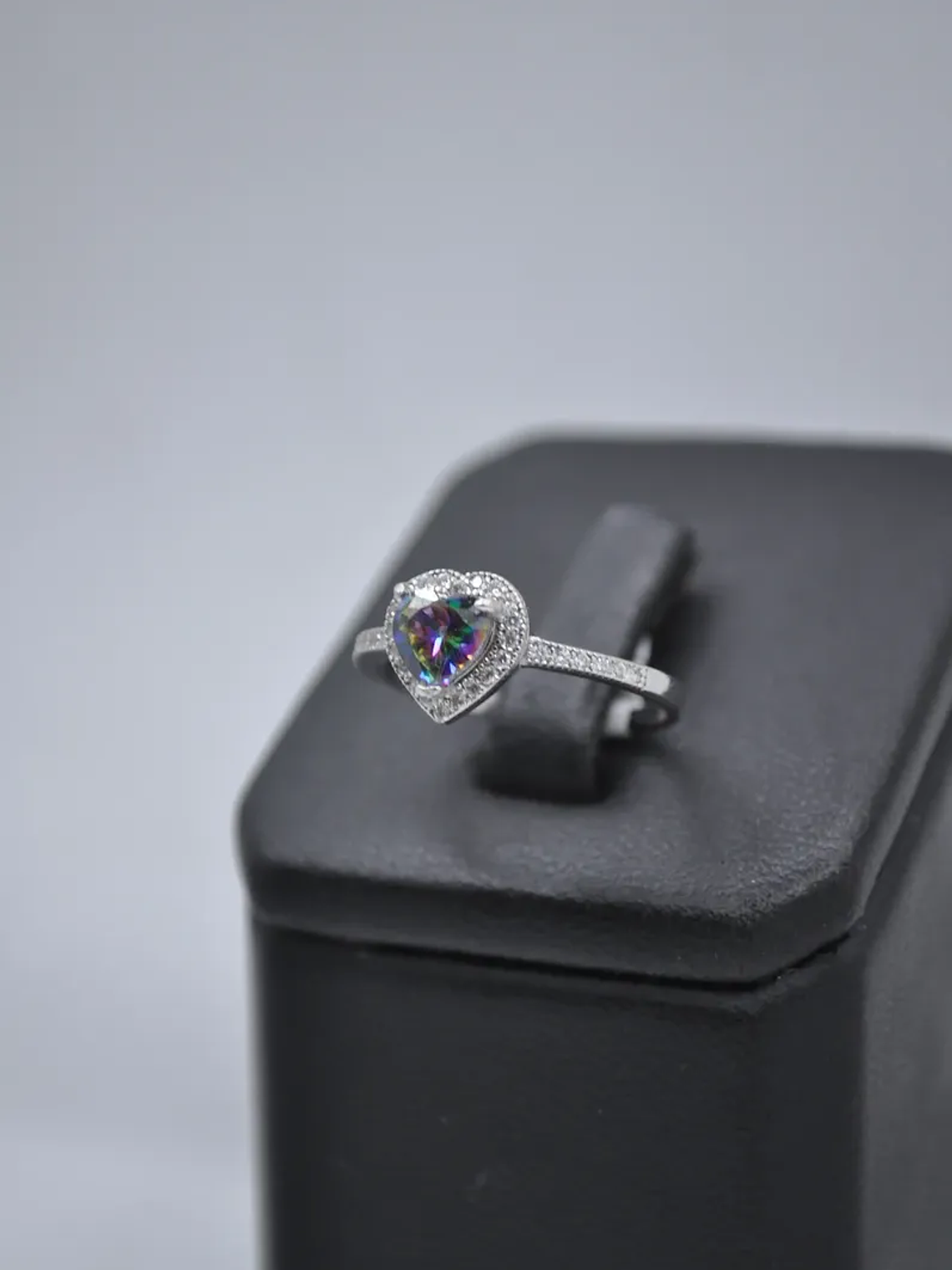 Anillo Con Topacio Místico En Forma De Corazón Plata 925 Plateado 3