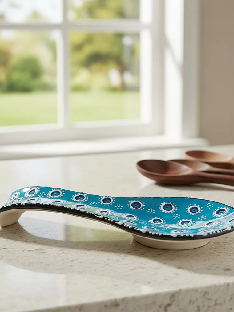 Posacucharas Turco En Ceramica Pintado a Mano 2