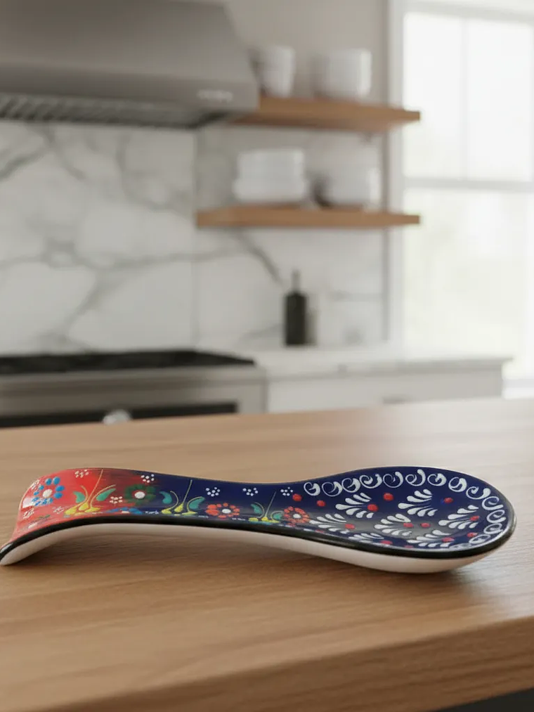 Posacucharas Turco En Ceramica Pintado a Mano 3