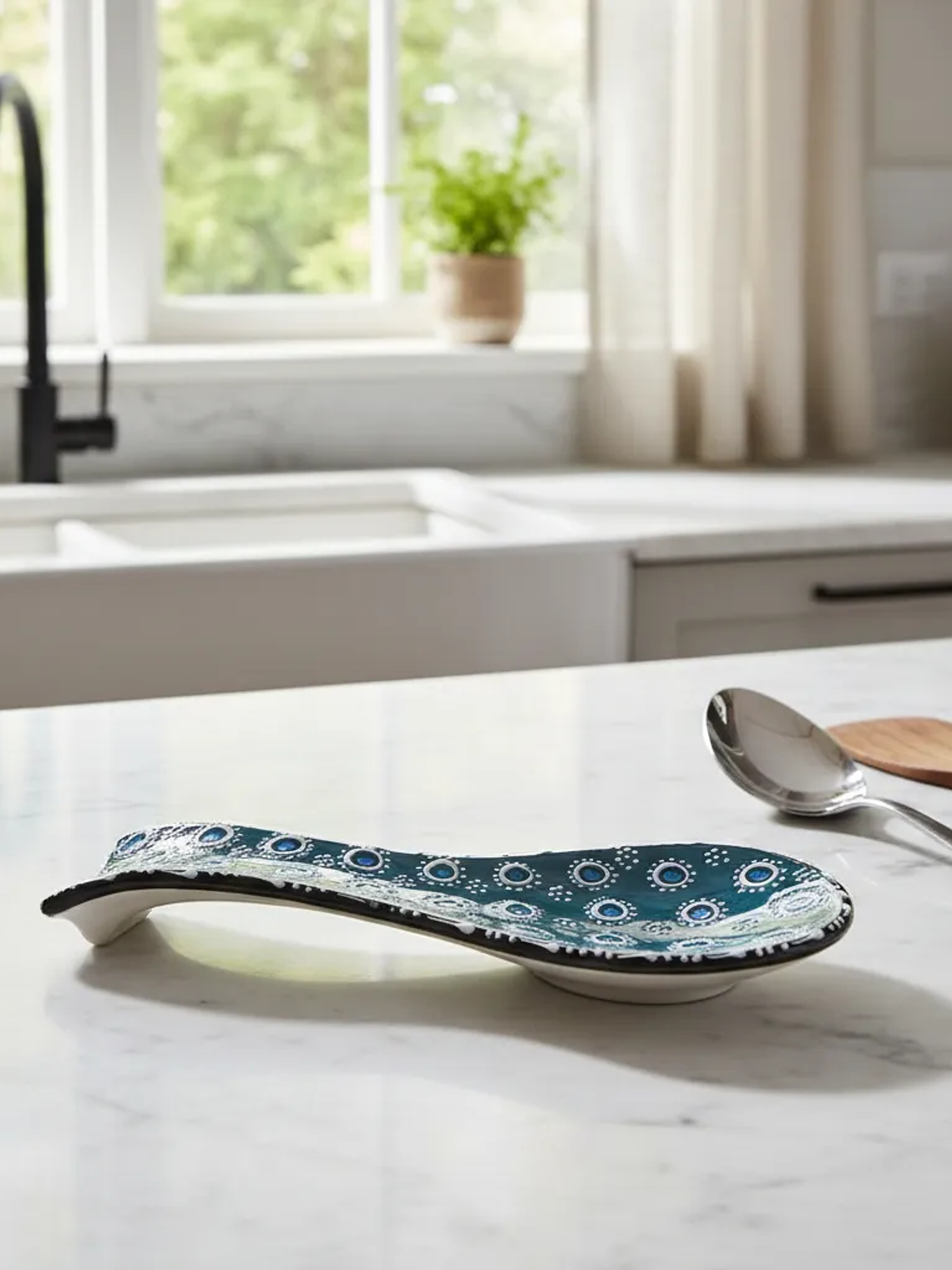 Posacucharas Turco En Ceramica Pintado a Mano 4