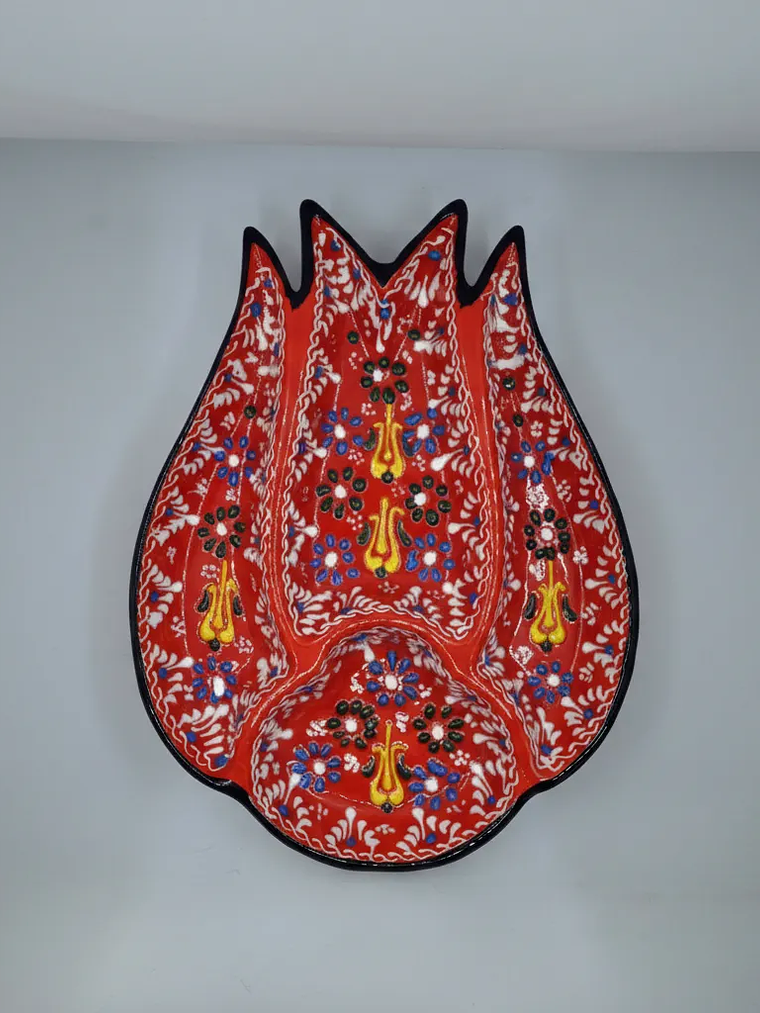 Plato Pasabocas Cerámica Pintado A Mano 3 Compartimientos 2