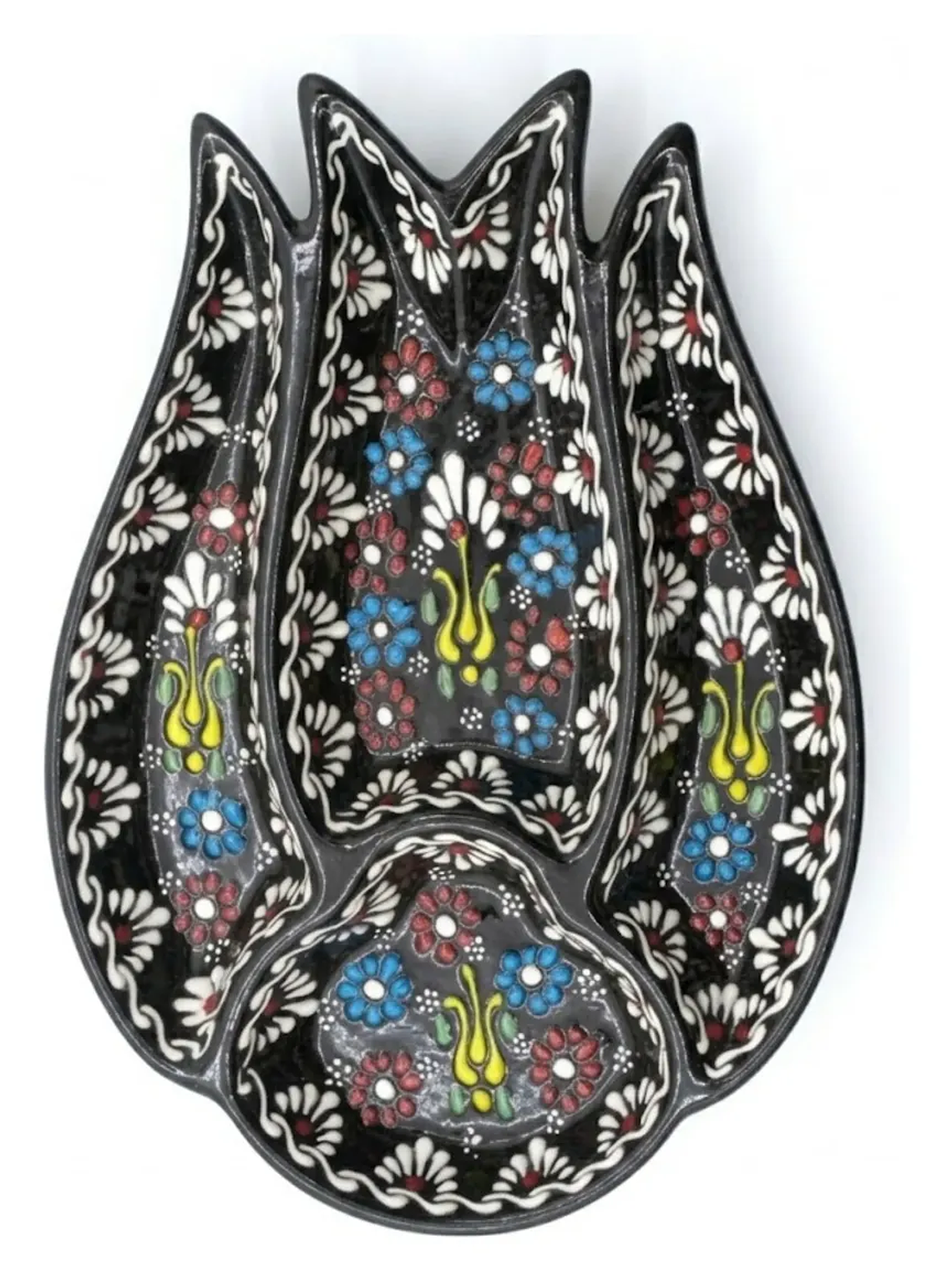 Plato Pasabocas Cerámica Pintado A Mano 3 Compartimientos 5