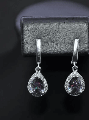 Aretes Forma Gota Con Piedra Topacio Místico Y Circones Plateado