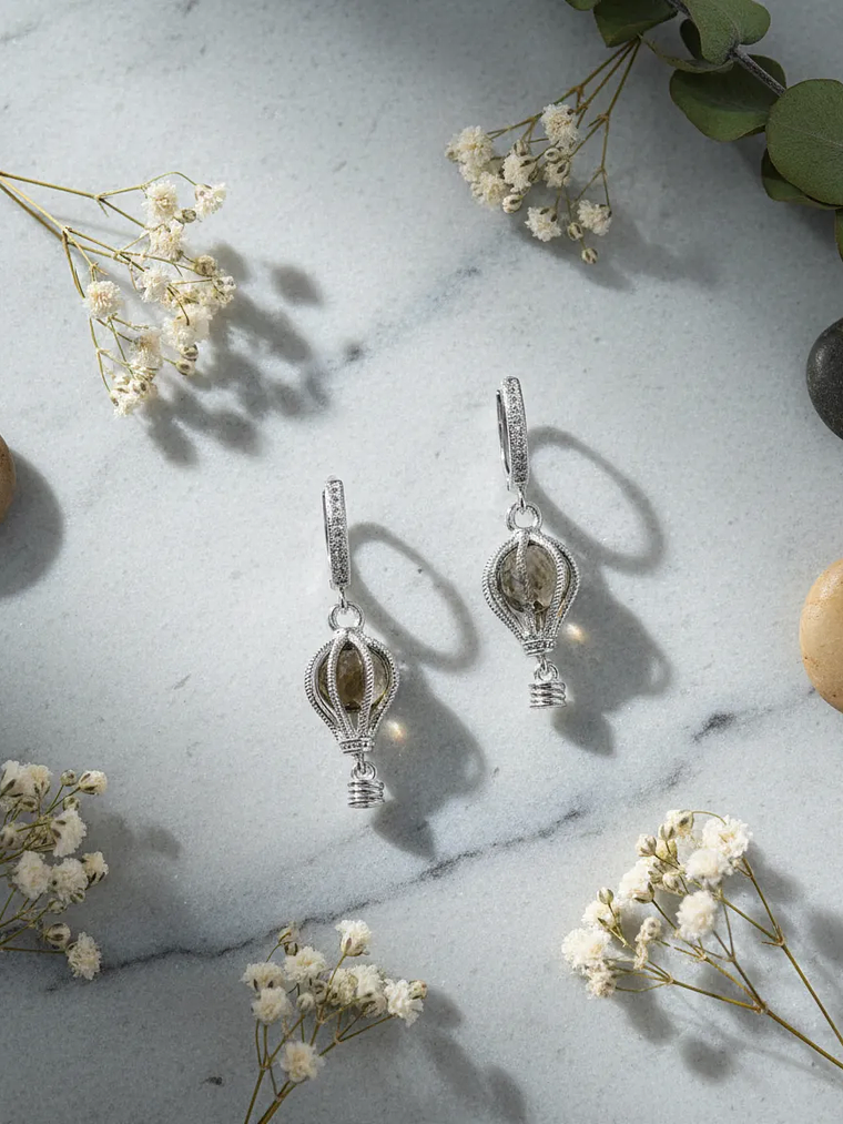 Aretes Candongas Globo Aerostático Con Sultanita 1