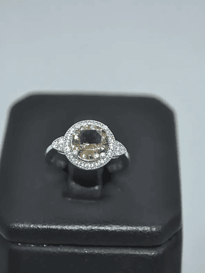 Anillo Circulo Elegante Plata Con Sultanita Y Circones