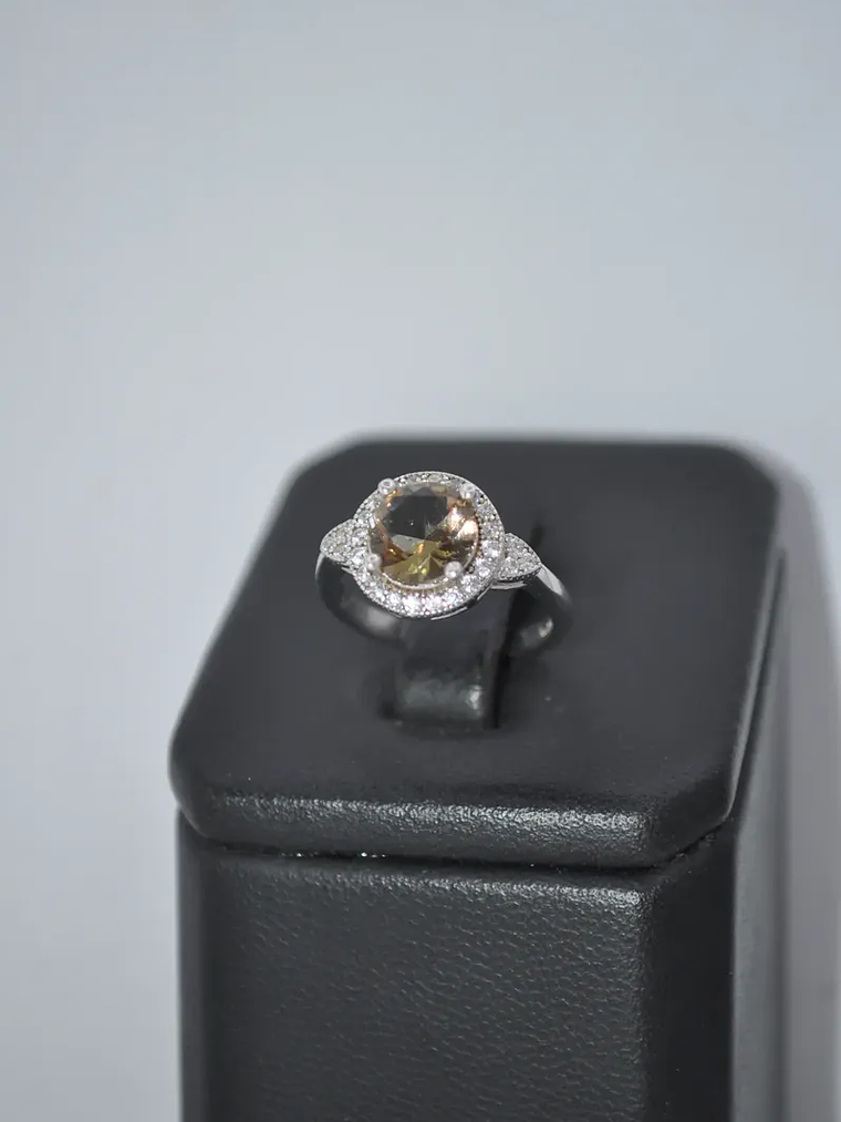 Anillo Circulo Elegante Plata Con Sultanita Y Circones 3