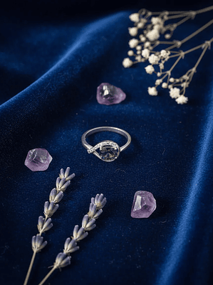 Anillo Gota De Costado Con Topacio Mistico Y Circones